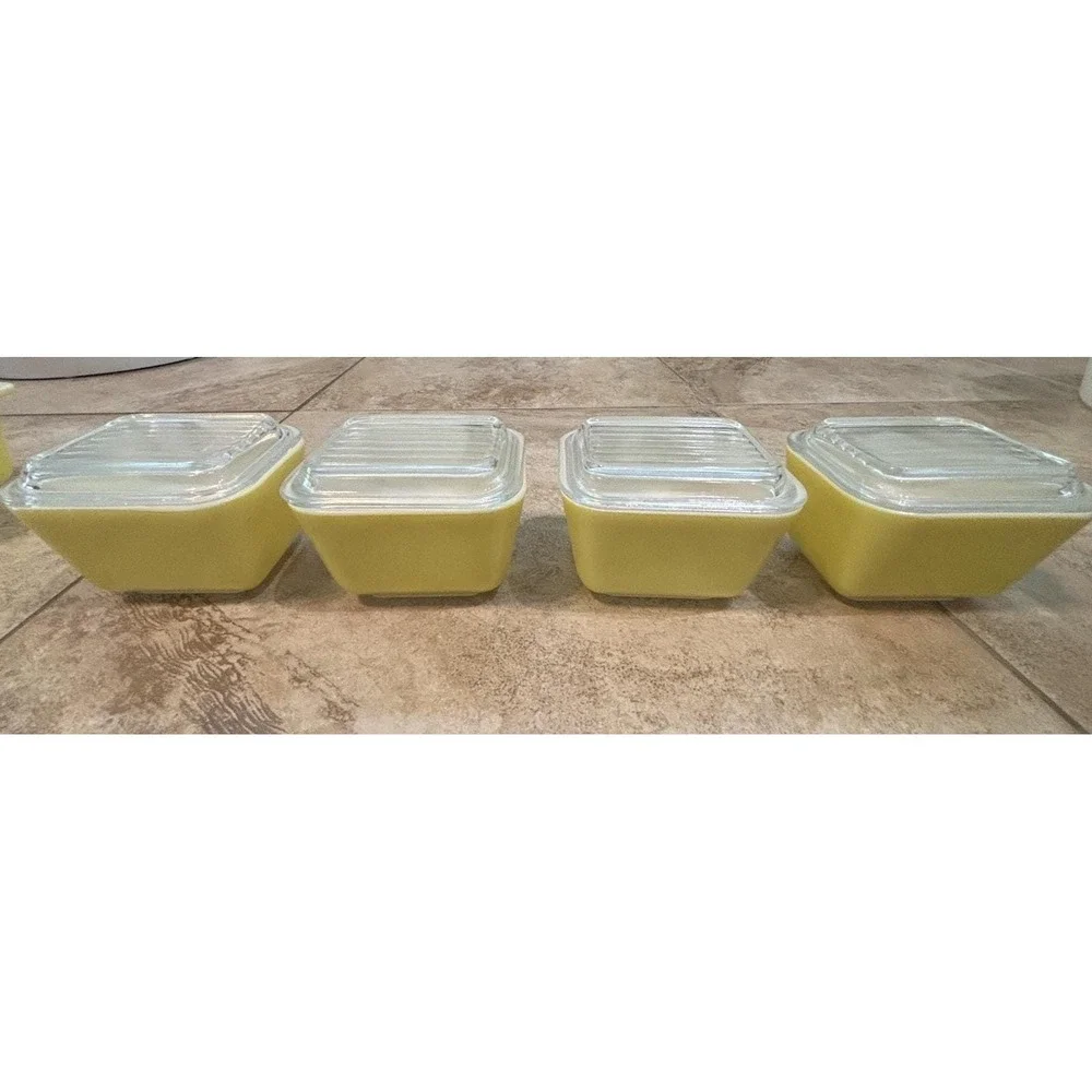Vintage Pyrex Verde Refrigerator Dish Set – Avocado Green Milk Glass MCM Kitchen